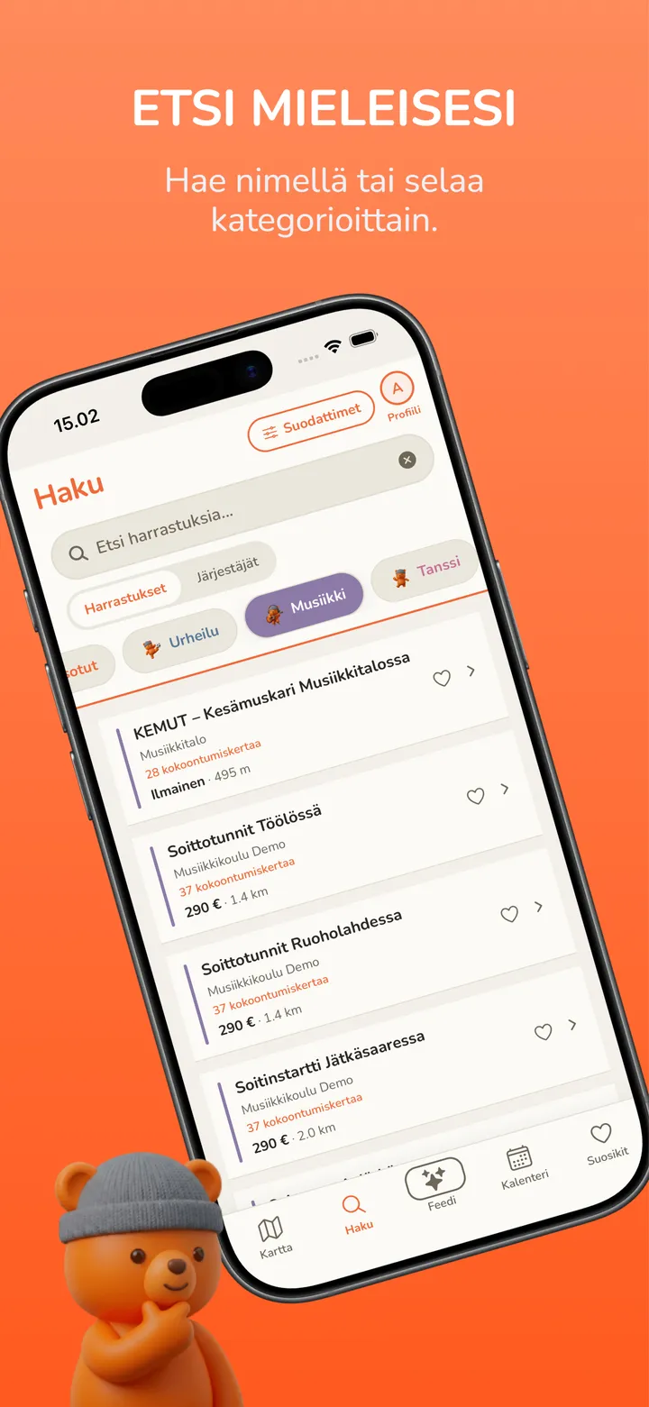 Etsi mieleisesi: hae nimellä tai selaa kategorioittain. Kuvakaappaus SYKÄn hakunäkymästä.